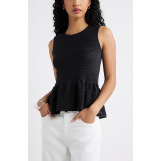Open Edit Open Stitch Peplum Sweater Tank in Black at Nordstrom, Size Xx-Small