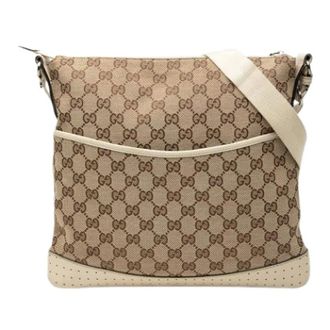 Gucci Pre-owned Cross Body Bags, female, Beige, Size: ONE SIZE Pre-owned Canvas Crossbody Bag