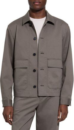 Theory Moonsoft Cotton Twill Button-Up Shirt Jacket in Morel at Nordstrom, Size Xx-Large