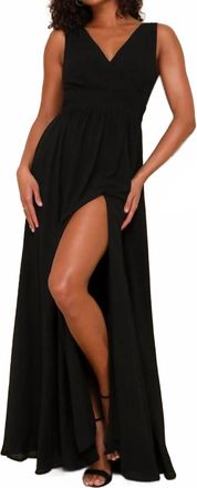 Lulus Womens Thoughts Of Hue Surplice Maxi Dress In Black