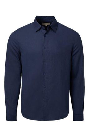 Onia Standard Long Sleeve Linen Shirt in Vintage Indigo at Nordstrom, Size Small L