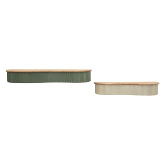 Dmora Estante Fabalela, 2 Niveles, Acabado En Costuras Verticales Y Superficie Efecto Madera, Estructura Met&aacute;lica, 15x20x89h Cm Verde