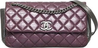 Chanel Pre-owned Glazed Matelasse Portobello Flap Bag - Dames - Vintage Schoudertas - Paars - ONE Size - Leer - Vintage