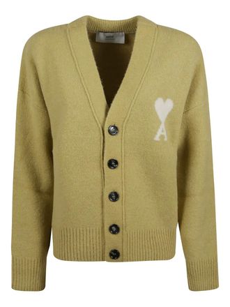 Ami v-neck logo cardigan - Neutrals