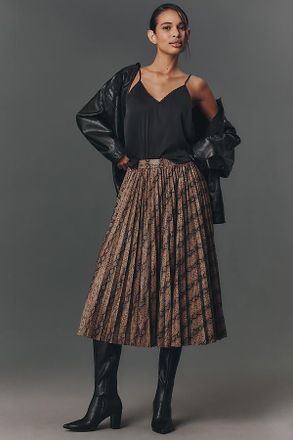 endless rose Animal Print Pleated Midi Skirt