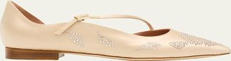 Malone Souliers Bettina Embellished Satin Cross-Strap Ballerina Flats