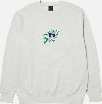 HUF Mens HUF Ash Grey H Bit Crewneck Sweatshirt - Size: 38