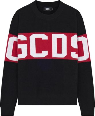 GCDS Sweatshirt met bandlogo - Dames - Ronde hals truien - Zwart - XS - Katoen - Truien & Vesten