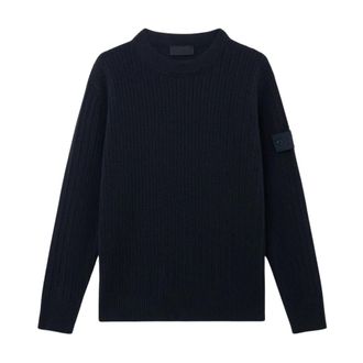 Stone Island Wool Cashmere Ghost Crewneck - Heren - Ronde hals truien - Blauw - XL - Wol - Truien & Vesten