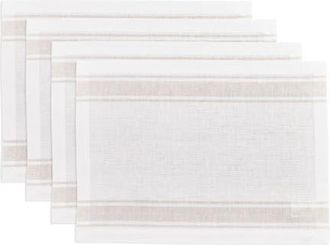 Solino Home Linen Placemats - Country Stripe in White at Nordstrom, Size Medium