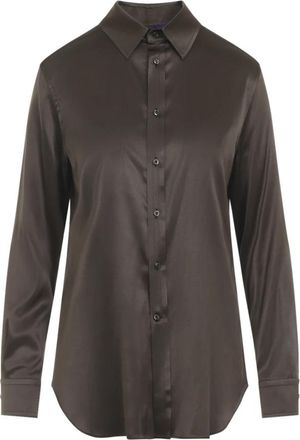 Ralph Lauren Cameron Zijden Blouse - Dames - Overhemden - Bruin - XS - Satijn - Overhemden