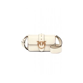 Pinko Love One Mini Slouchy FL - Dames - Schoudertassen - Wit - ONE Size - Katoen - Tassen