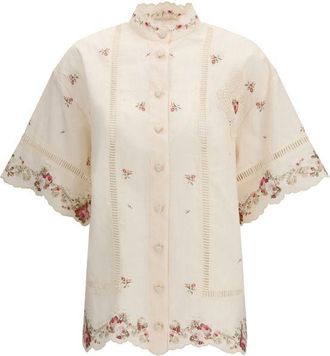 Zimmermann Beige Linen Pattern Womens Shirt