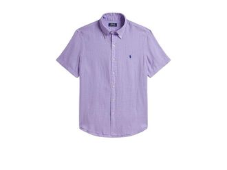 Polo Ralph Lauren Short Sleeve Linen - Classic Mens Clothing Sky Lavender : 2XL