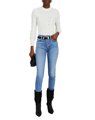 Re/Done 90S High Rise Ankle Crop Jeans In True Blue