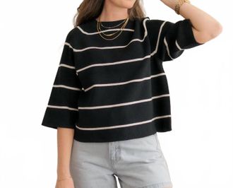 Ichi Boatneck Knit Pullover Sweater In Black