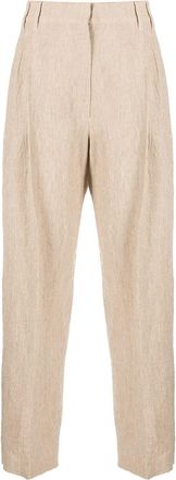 Brunello Cucinelli cropped linen trousers - women - Linen/Flax/Polyester/Acetate - 40 - Neutrals