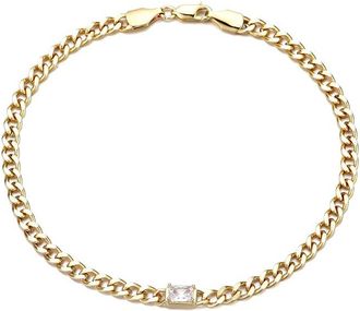 Adornia Adornia 14K Plated Crystal Curb Chain Anklet