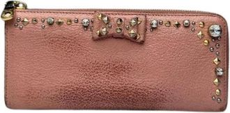 Miu Miu Pre-owned Studded Zip Wallet - Dames - Vintage Accessoires - Roze - ONE Size - Leer - Vintage