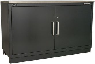 Loops 1550mm Heavy Duty Modular Floor Cabinet - Two Door - Steel - Adjustable Shelf in Metallics