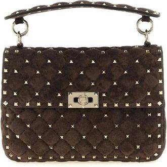 Valentino Garavani Bolso de Hombro Acolchado con Tachuelas - Bags - Mujer - Marr&oacute;n - ONE SIZE