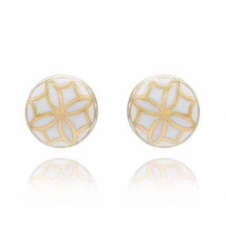 Georgina Jewelry Womens Signature Flower Sphere Earrings In Mother Pearl