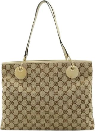Gucci Pre-owned Tote Bags, female, Beige, Size: ONE SIZE Pre-owned Canvas Tote Bag