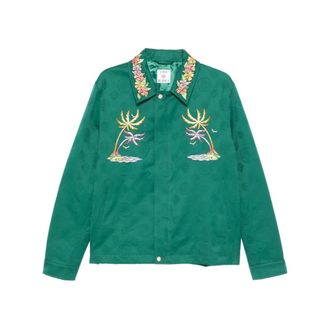Casablanca Light Jackets, male, Green, Size: L Jacquard Monogram Jacket