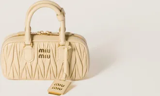 Miu Miu Arcadie Matelass&eacute; Nappa Leather Mini-bag, Woman, Soy Green