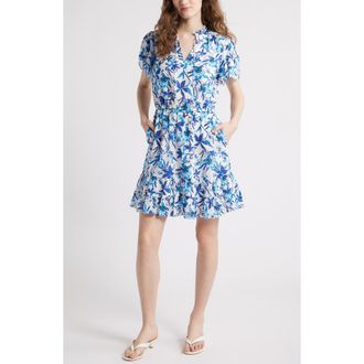 Caslon Floral Tiered Dress in Ivory- Blue Willoughby Floral at Nordstrom Rack, Size Xx-Large