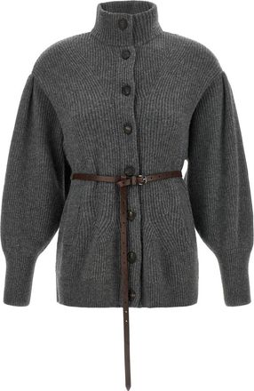 Brunello Cucinelli Grey Knitted Turtle Neck Sweater