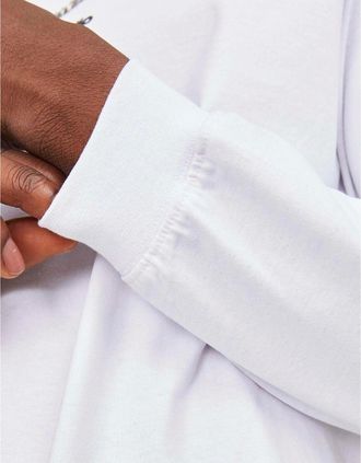 Jack & Jones Jack & Jones Mens Printed Logo Crew Neck Long Sleeve Jersey T-Shirt - White - Size: 44