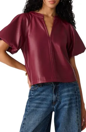 Steve Madden Cecila Faux Leather Top in Cordovan at Nordstrom, Size X-Large