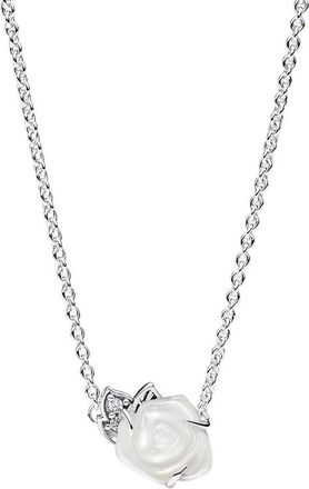 Pandora White Rose In Bloom Collier Ketting - Dames - Accessoires - Wit - Maat: 145 CM