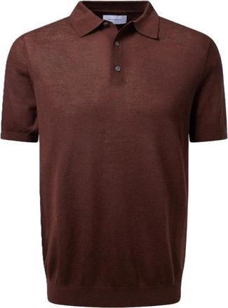 Baldessarini Wol en zijde poloshirt - Heren - Polos - Bruin - 2XL - Wol - Tops