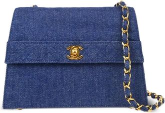Chanel Borsa a spalla Straight Flap 1990 - Blu