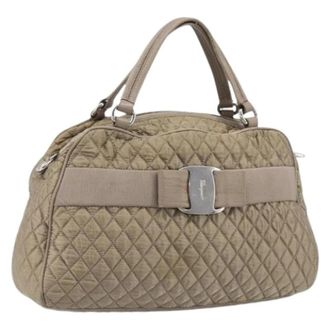 Ferragamo Pre-owned Nylon Hand Bag - Dames - Vintage Handtas - Beige - ONE Size - Nylon - Vintage