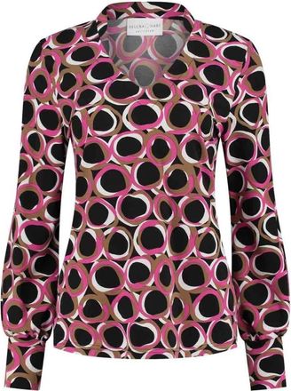 Hart by Helena Hart Goldie printo circa fuchsia blouse - Dames - Blouses - Zwart - XS - Overhemden