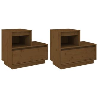 vidaXL Vidaxl - Mesitas De Noche 2 Uds Madera De Pino Marr&oacute;n Miel 60x34x51 Cm