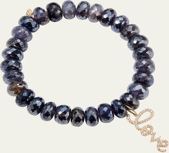 Sydney Evan Medium Love Script on 10mm Iolite Bracelet