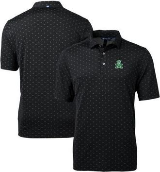 Cutter & Buck Mens Cutter & Buck Black Marshall Thundering Herd Team Big & Tall Virtue Eco Pique Tile Print Polo at Nordstrom, Size Large