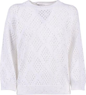 PESERICO Openwork Sequined Ribbed Edges Sweater
