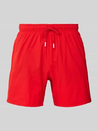 HUGO BOSS Relaxed Fit Badeshorts mit Label-Print Modell Iconic in Rot, Gr&ouml;&szlig;e L