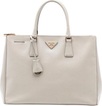 Prada Pre-owned Handbags, female, Gray, Size: ONE SIZE Pre-owned Structured Leather Satchel