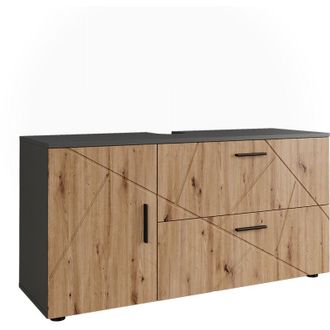 Vicco Mueble Bajo Lavabo Irma, Antracita/artisan, 120.1 X 60.6 Cm Con 2 Cajones Y 1 Puerta, Vicco