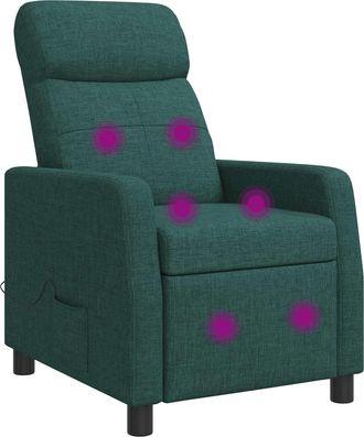 vidaXL Silla De Masajes Reclinable Verde Oscuro Tela Vidaxl