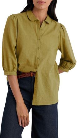 Seasalt Cornwall Hope Cottage II Organic Cotton Button-Up Shirt in Fennel at Nordstrom, Size 14 Us