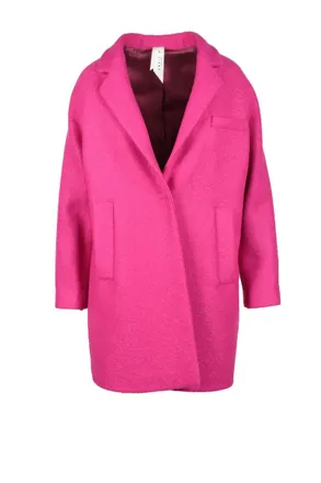 Annie P Wool and Polyamide Coat - Fuchsia