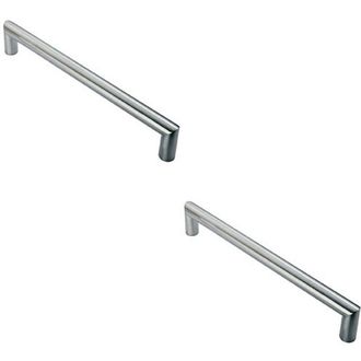 Loops 2x 30mm Mitred Pull Door Handle 450mm Fixing Centres Satin Stainless Steel in Metallics