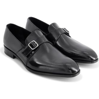 Anthony Veer Dunhill Single Monk in Obisidian Black Leather at Nordstrom, Size 11.5